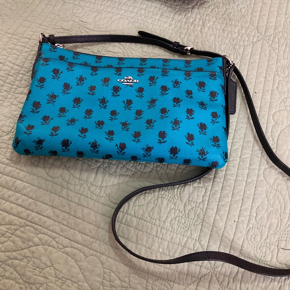 Rare Coach Teal Floral Crossbody with Coach Teal Wallet